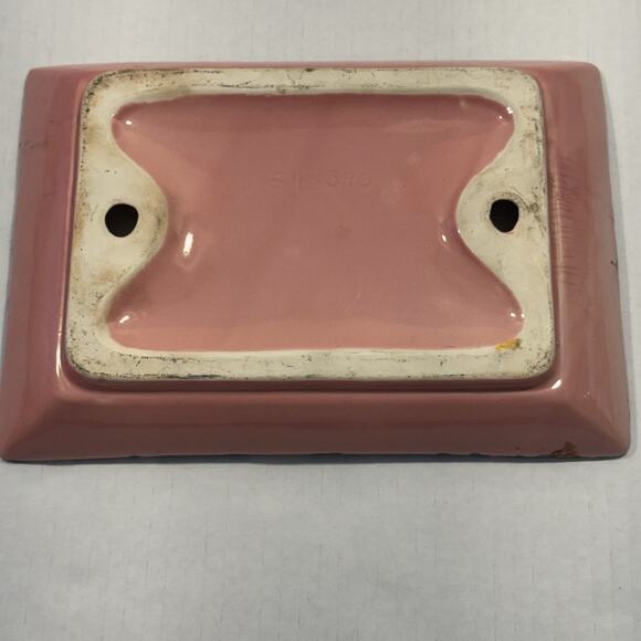 VTG Mid-Century Modern Pink & Black Splatter Ceramic Ashtray Retro Rectangular - Picture 7 of 7